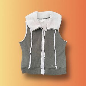 Ruff Hewn Women's Sherpa Lined Vest Gray Size XL Full Zip Sleeveless